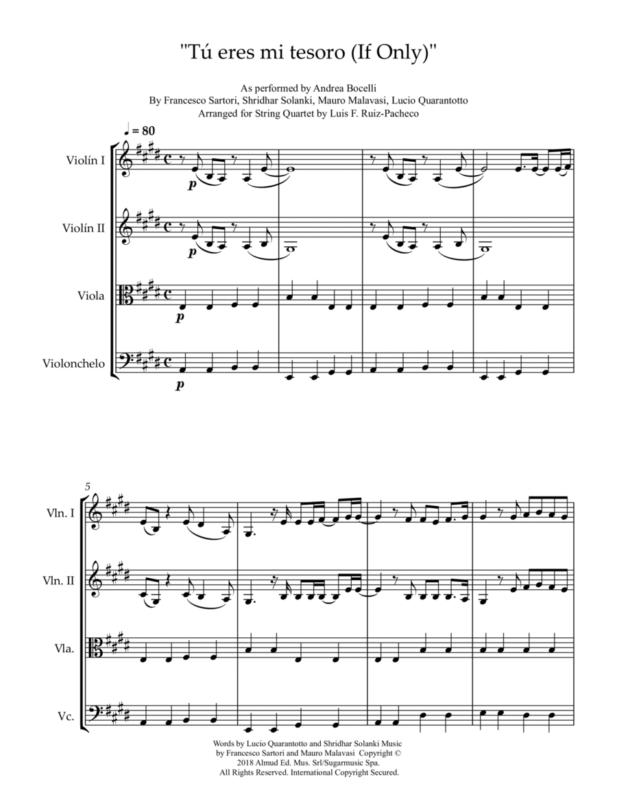 If Only String Quartet scores gallery preview page 1
