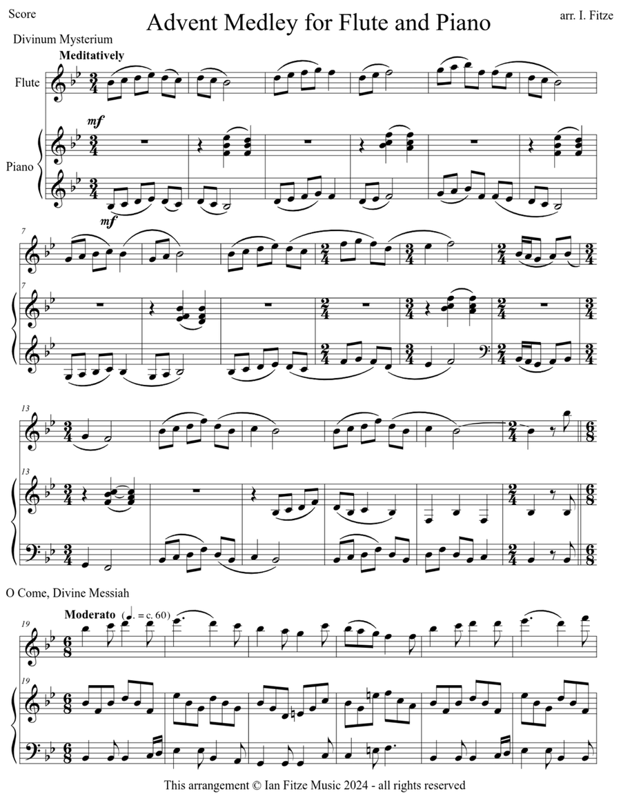Advent Hymn Medley for Flute and Piano Flute Solo scores gallery preview page 2
