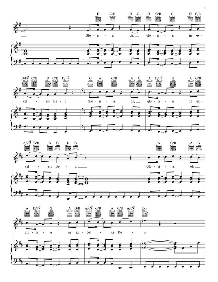 Gloria Piano, Vocal, Guitar scores gallery preview page 3