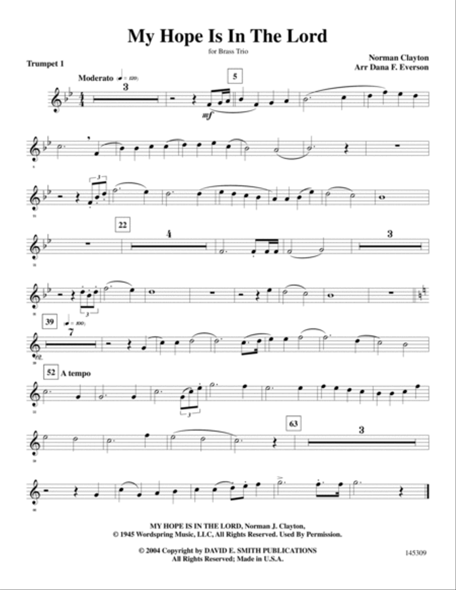 My Hope Is In The Lord Brass Trio scores gallery preview page 5
