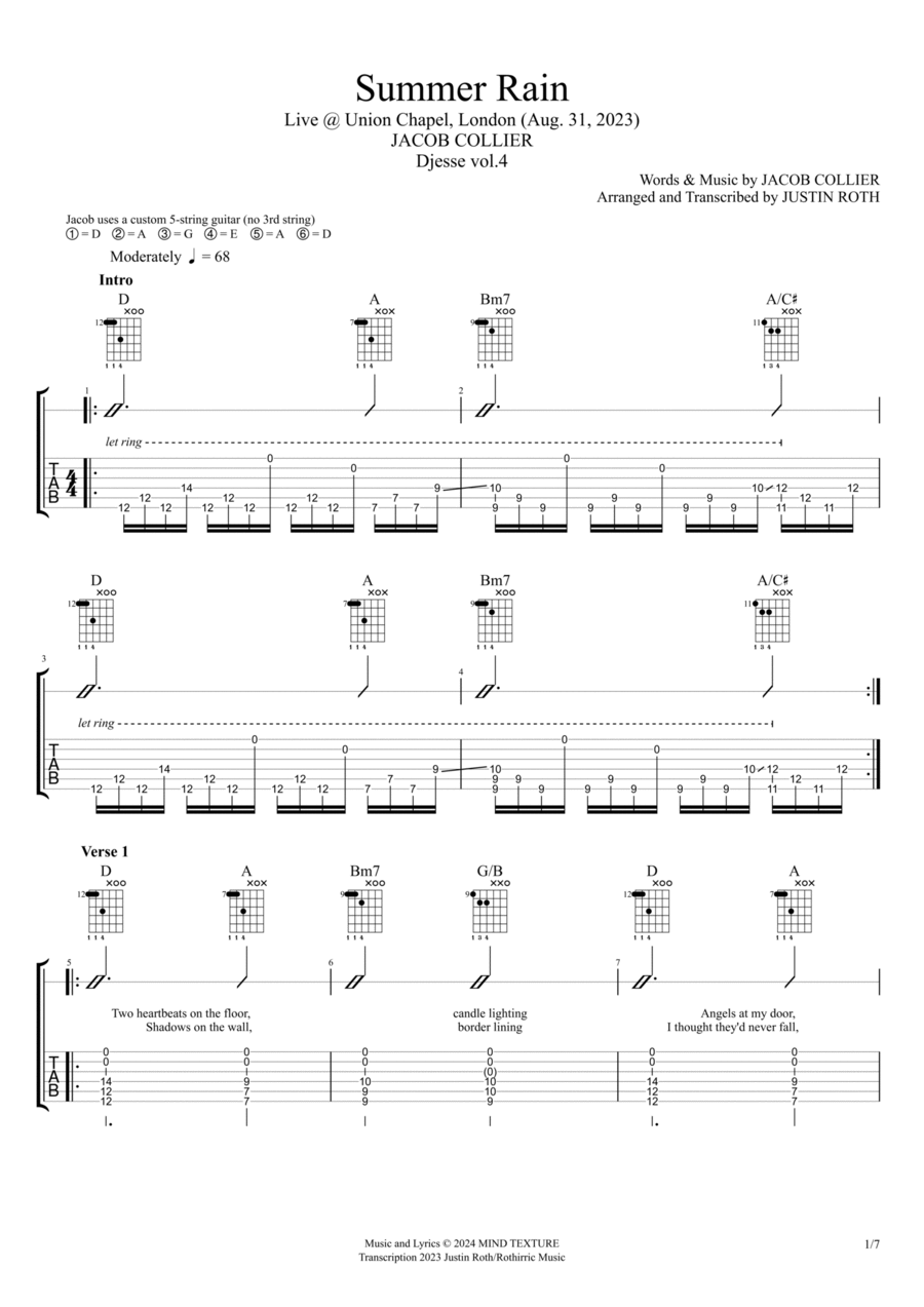 Summer Rain (Ft. Madison Cunningham & Chris Thile) Acoustic Guitar scores gallery preview page 1