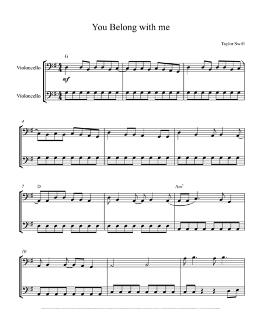 You Belong With Me String Duet scores gallery preview page 2