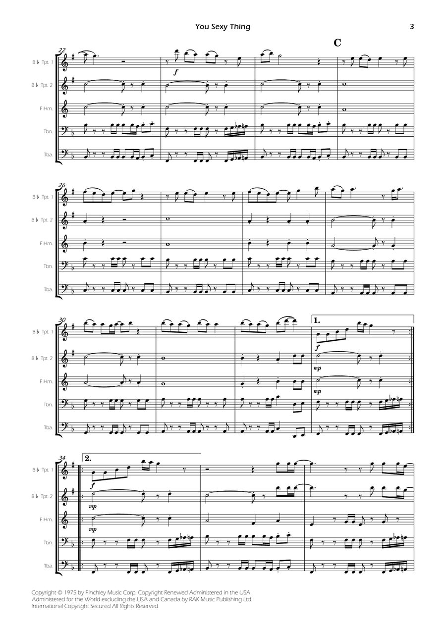 You Sexy Thing You Sexy Thing Brass Quintet scores gallery preview page 5