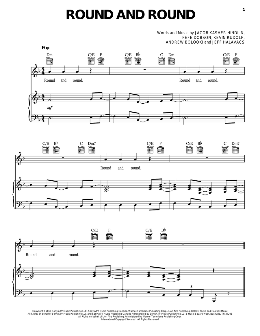 Round And Round Piano, Vocal, Guitar scores gallery preview page 1