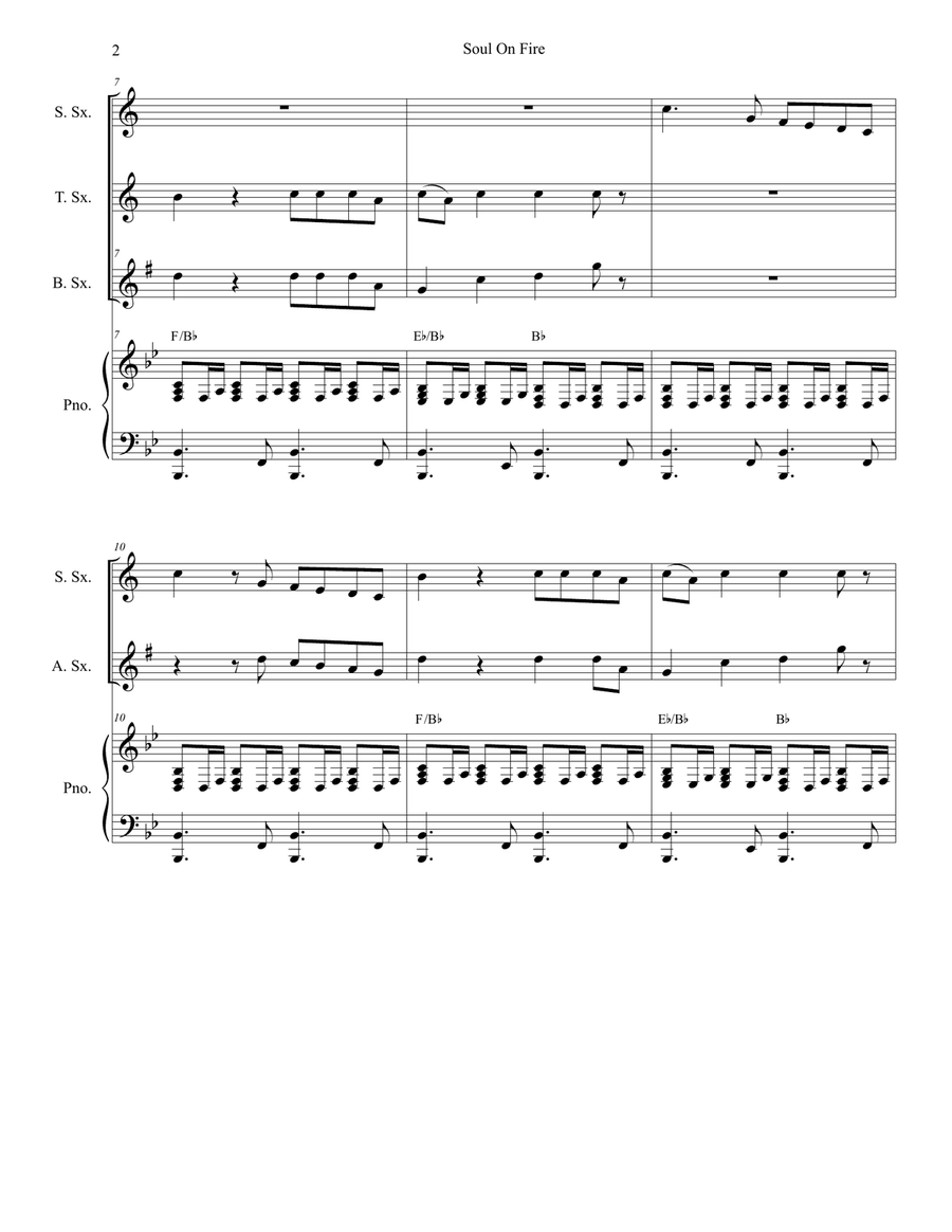 Soul On Fire Saxophone Quartet scores gallery preview page 2
