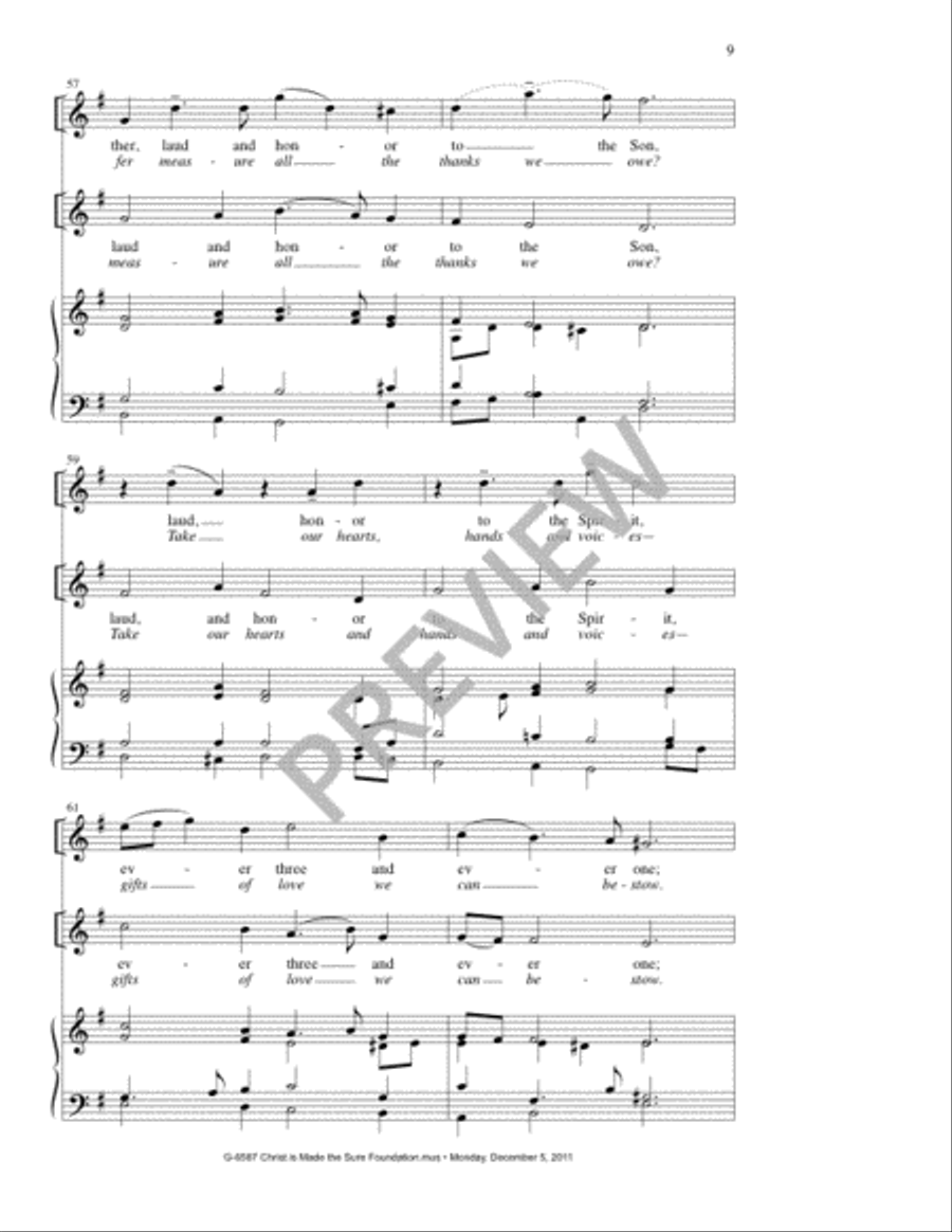 Christ Is Made the Sure Foundation / Voices Raised to You We Offer 4-Part scores gallery preview page 9