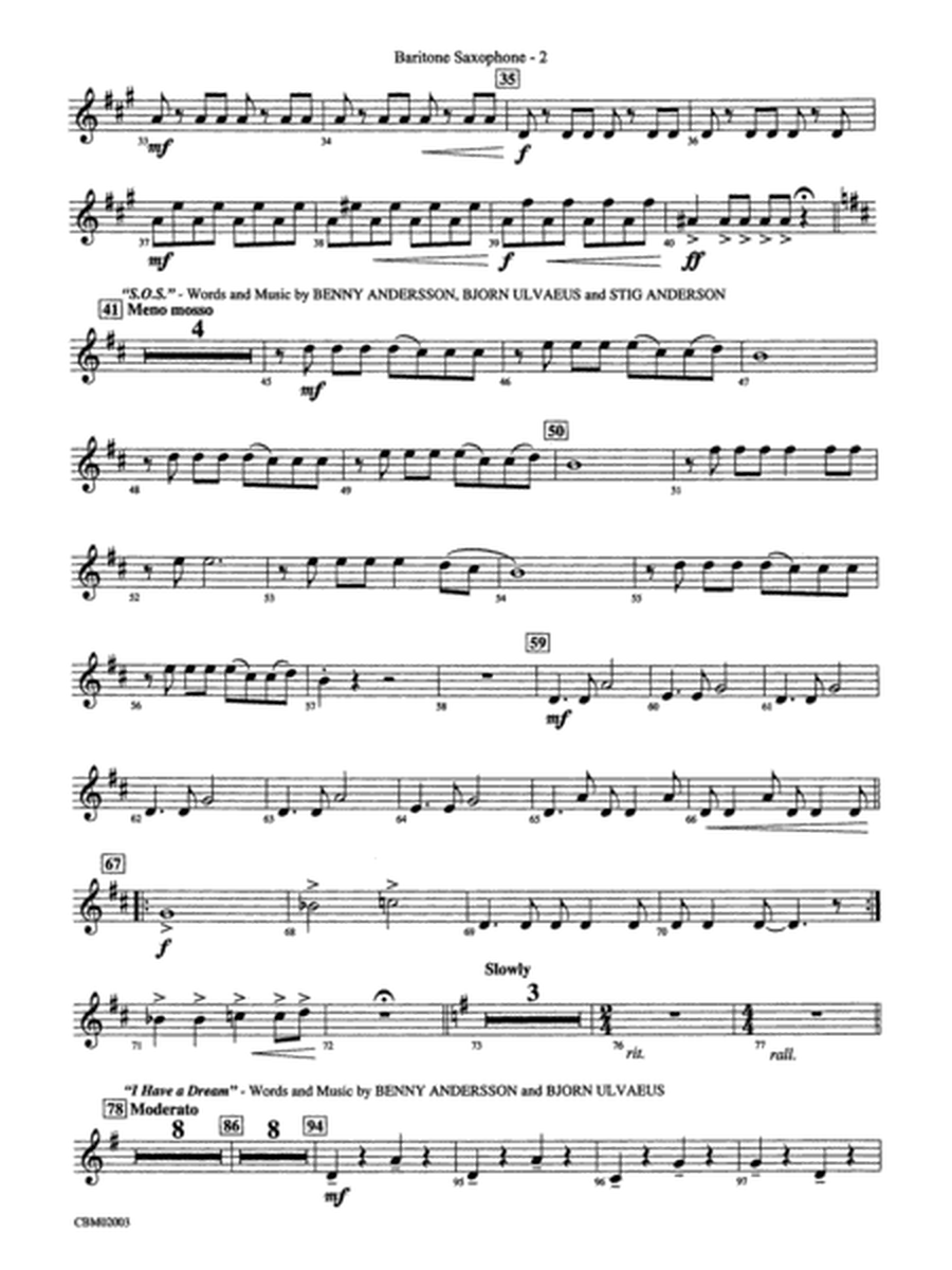Mamma Mia! -- Highlights from the Broadway Musical: E-flat Baritone Saxophone