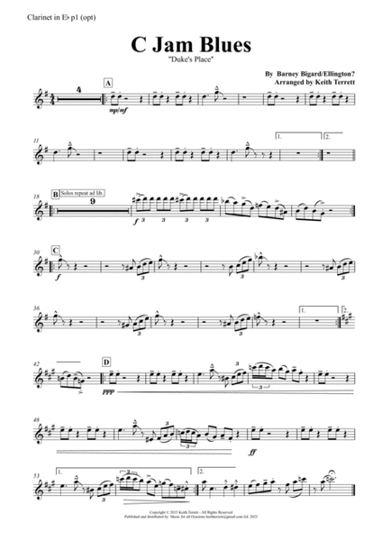 C Jam Blues for Clarinet Quintet image number null