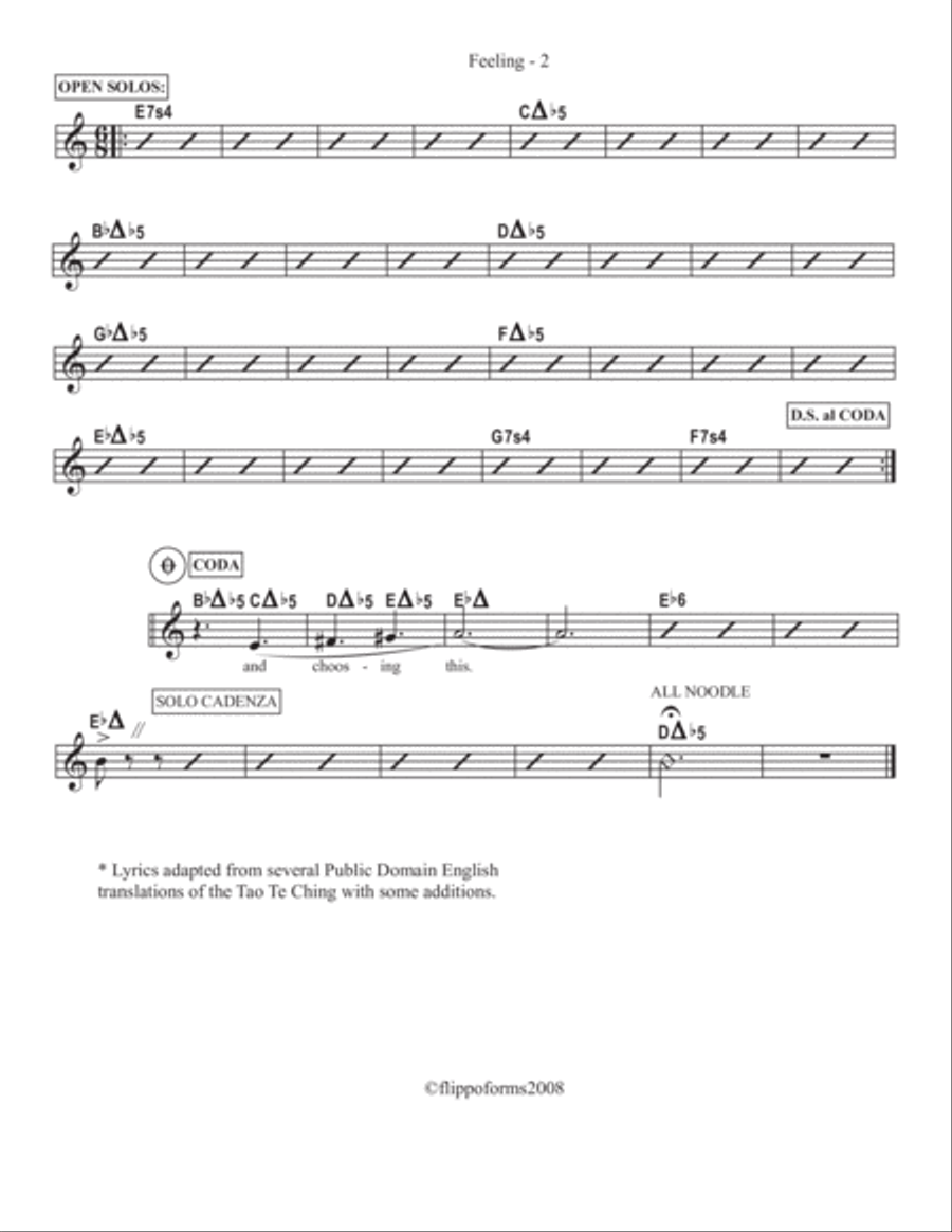 FEARLESS - a "Tao Tune" - Lead Sheet in C, Bb and Eb image number null
