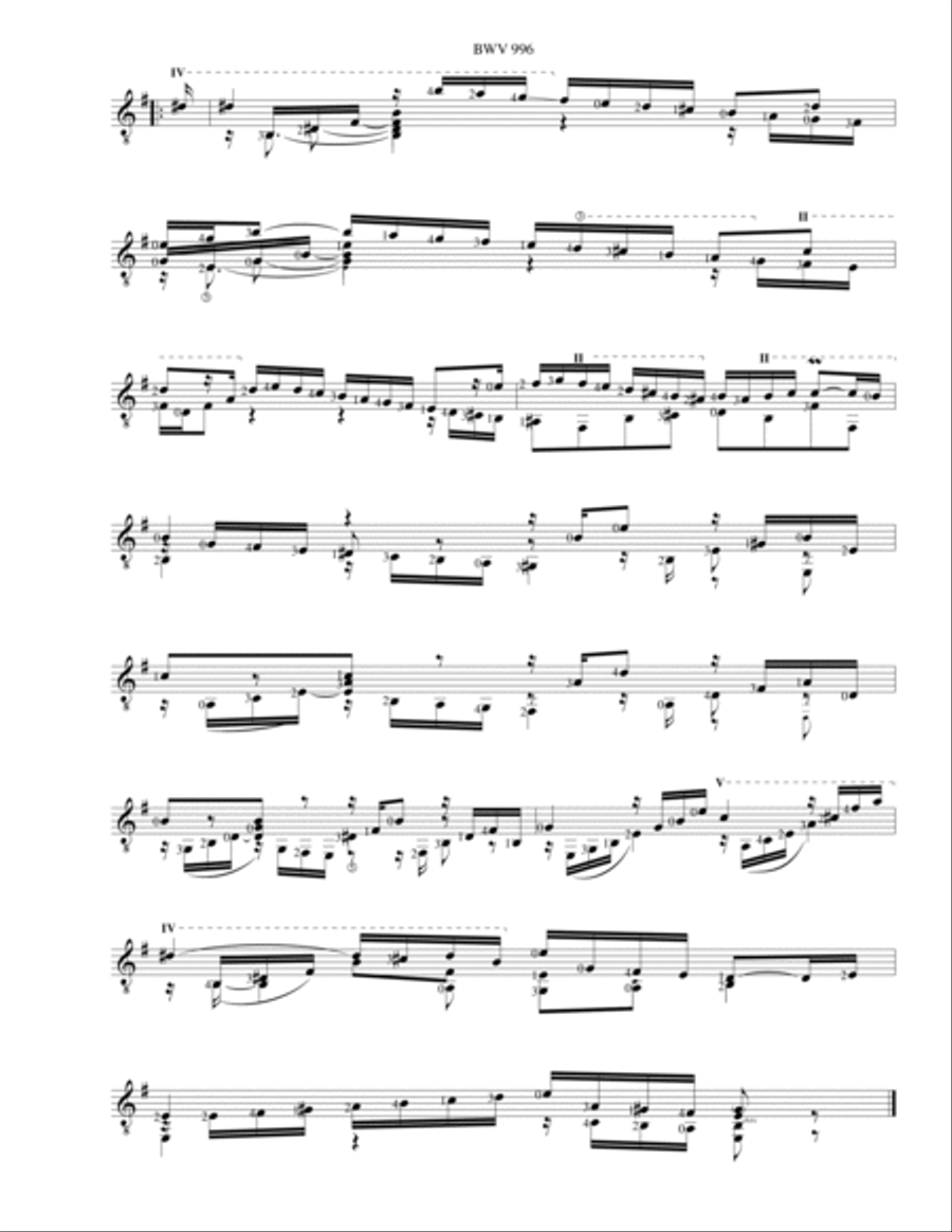 First Lute Suite BWV 996 for guitar Lute scores gallery preview page 6