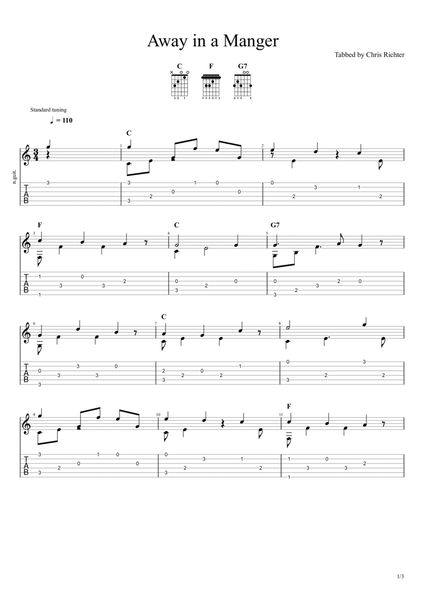 Away in a Manger (Solo Fingerstyle Guitar Tab) image number null