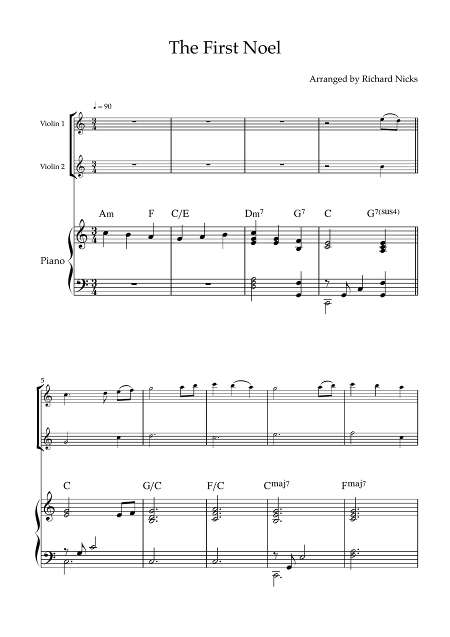 The First Noel String Duet scores gallery preview page 1