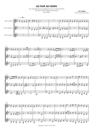 AS FAIR AS MORN - John Wilbye - Bb trumpet trio - Score and Parts