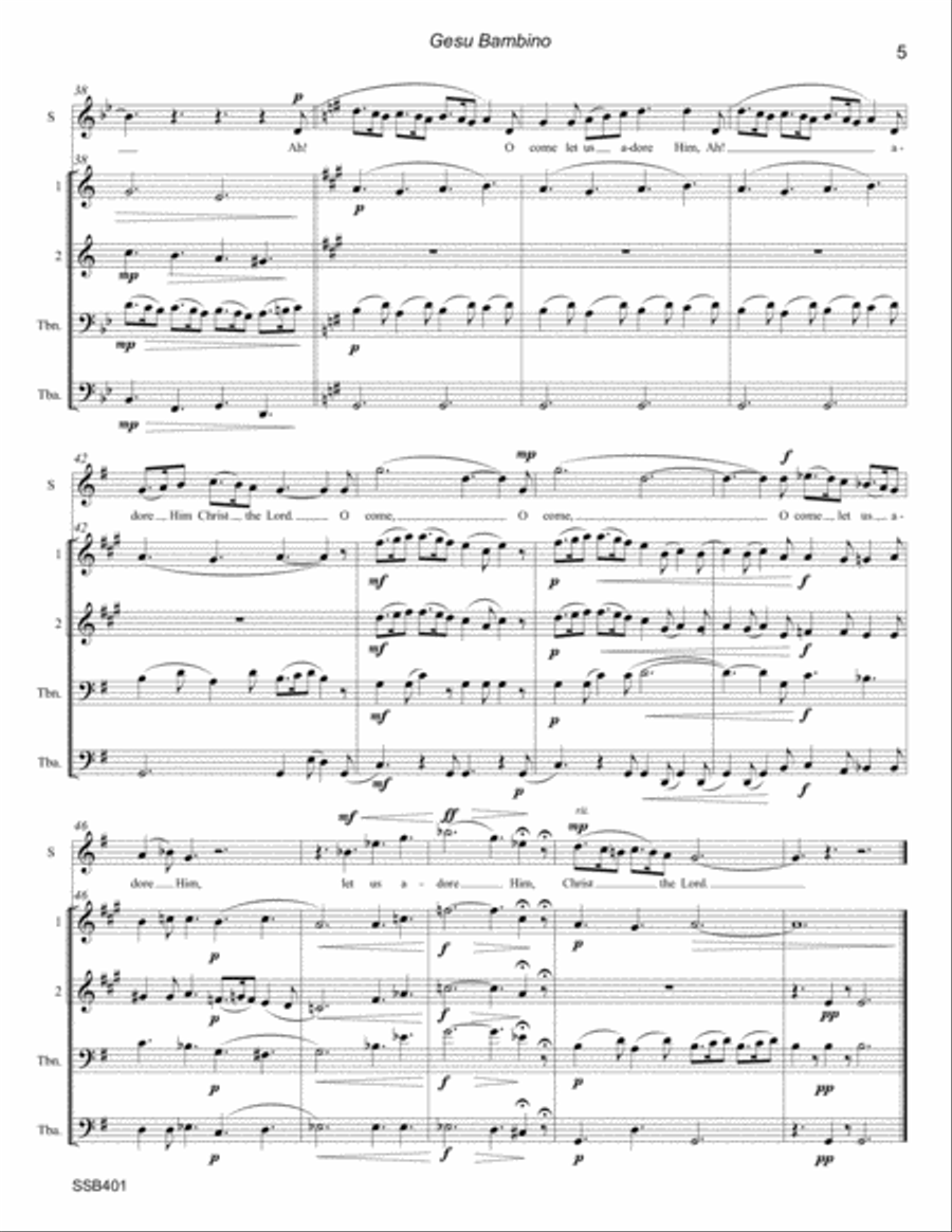 GESU BAMBINO - SOPRANO SOLO with BRASS QUARTET Small Ensemble scores gallery preview page 5