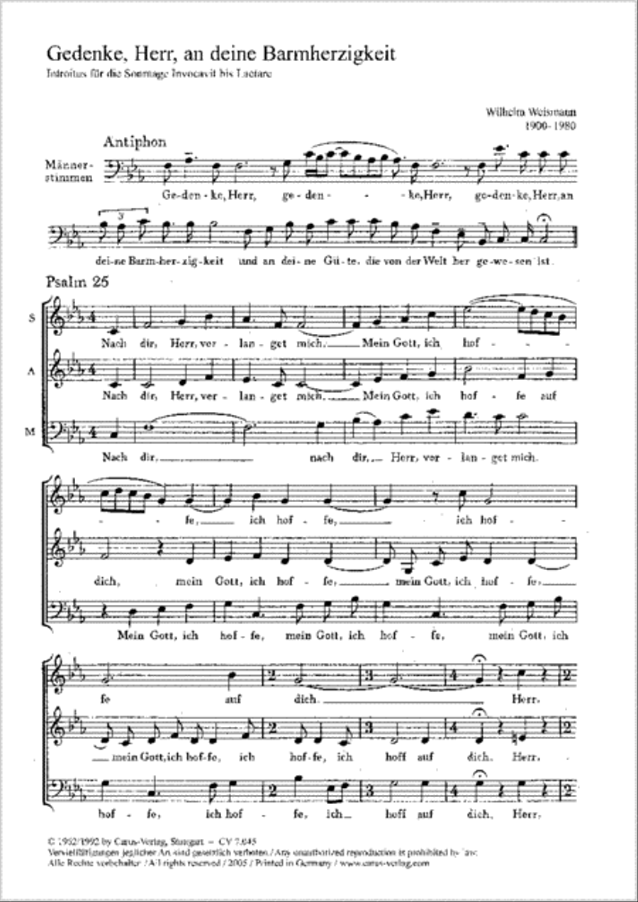 Gedenke, Herr, an deine Barmherzigkeit 3-Part scores gallery preview page 1