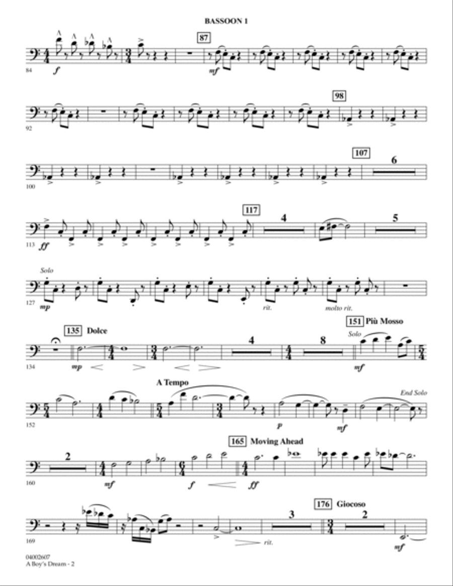 A Boy's Dream - Bassoon 1 Concert Band scores gallery preview page 2