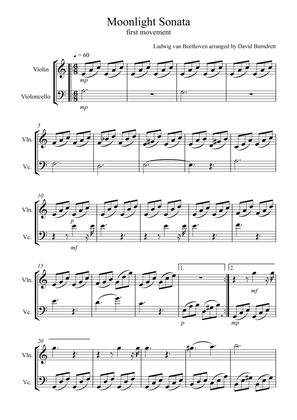 Moonlight Sonata (1st movement) for Violin and Cello Duet