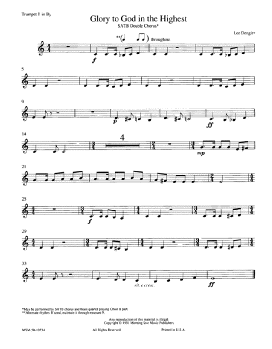 Glory to God in the Highest Choir scores gallery preview page 2