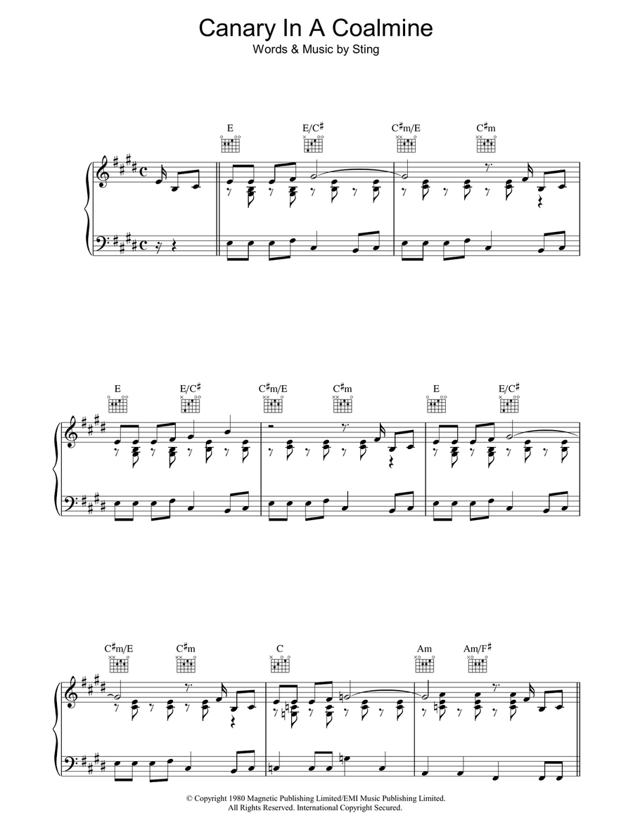 Canary In A Coalmine Piano, Vocal, Guitar scores gallery preview page 1