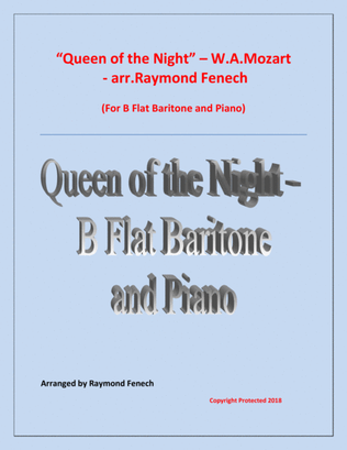 Queen of the Night - From the Magic Flute - B Flat Baritone and Piano