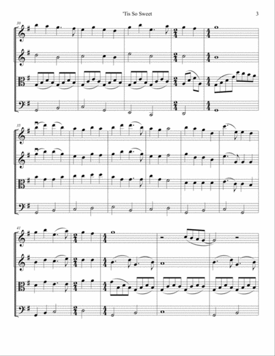 'Tis So Sweet to Trust in Jesus String Quartet scores gallery preview page 4