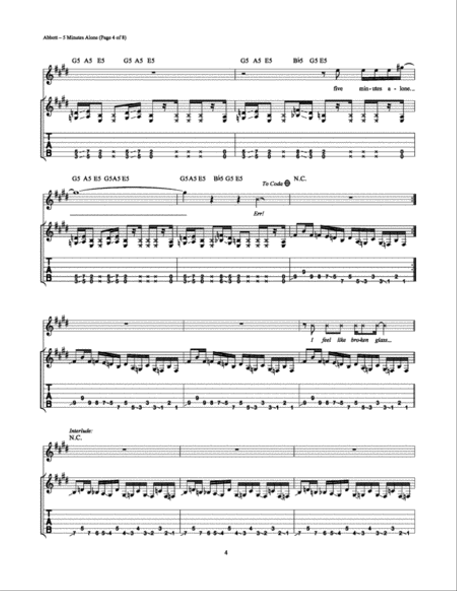 5 Minutes Alone Electric Guitar scores gallery preview page 4