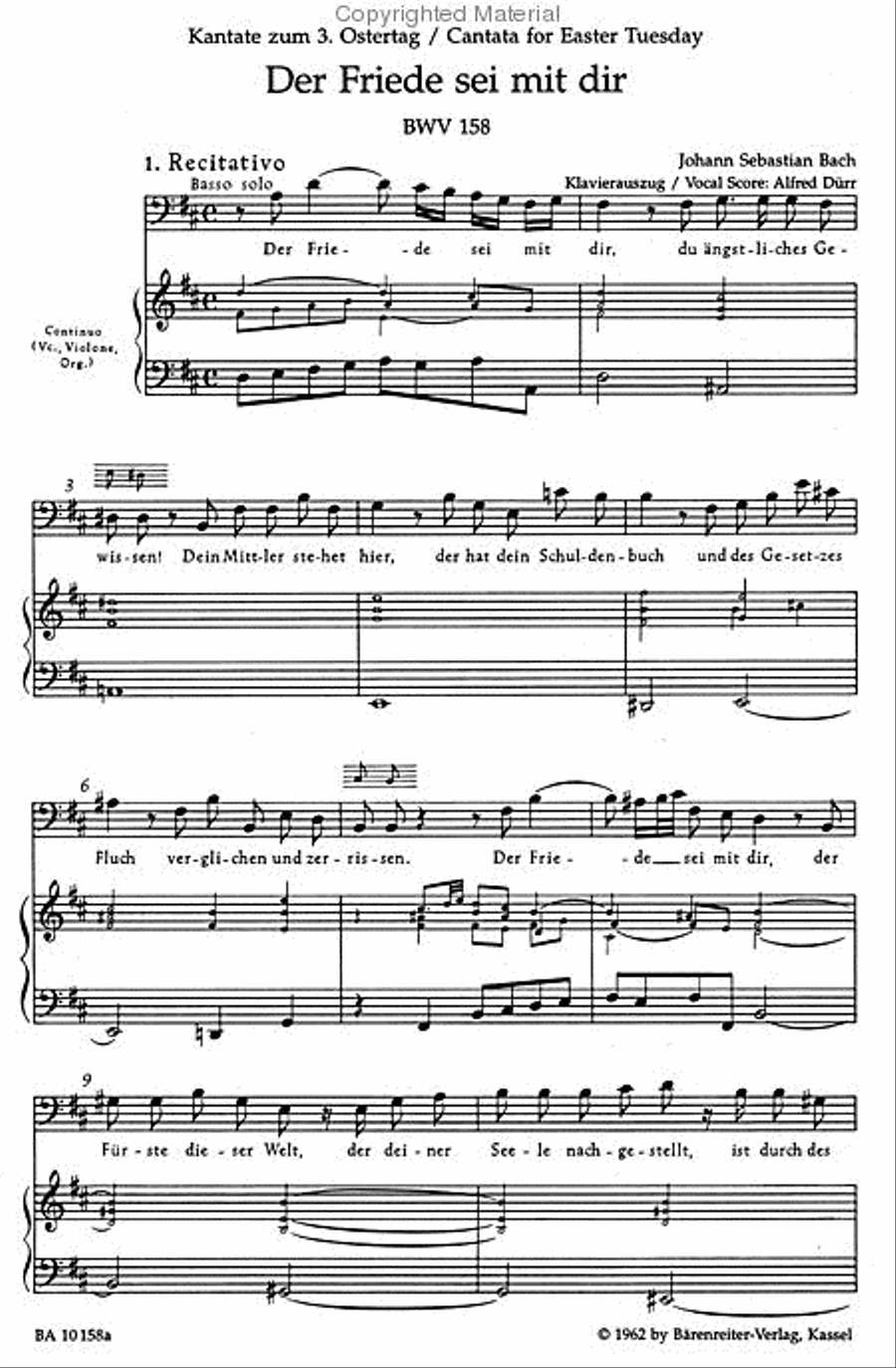 Der Friede sei mit dir, BWV 158 4-Part scores gallery preview page 3