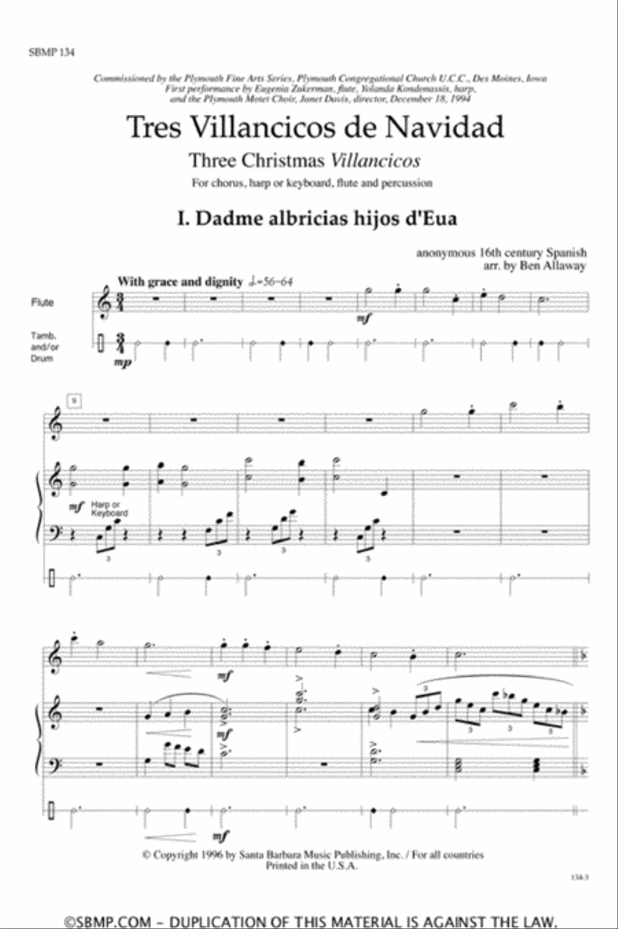 Dadme Albricias - SATB Octavo 4-Part scores gallery preview page 2