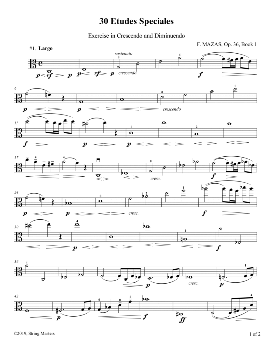 Mazas, Etudes for Viola Op 36, Book 1, No.01