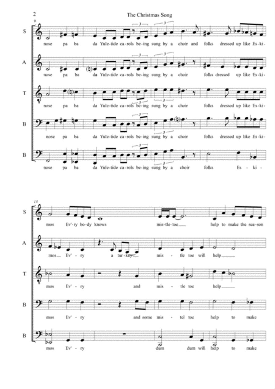 The Christmas Song (Chestnuts Roasting On An Open Fire) 4-Part scores gallery preview page 2