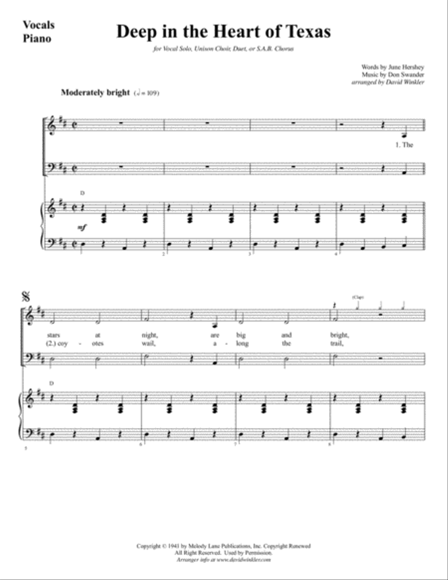 Deep In The Heart Of Texas 3-Part scores gallery preview page 2