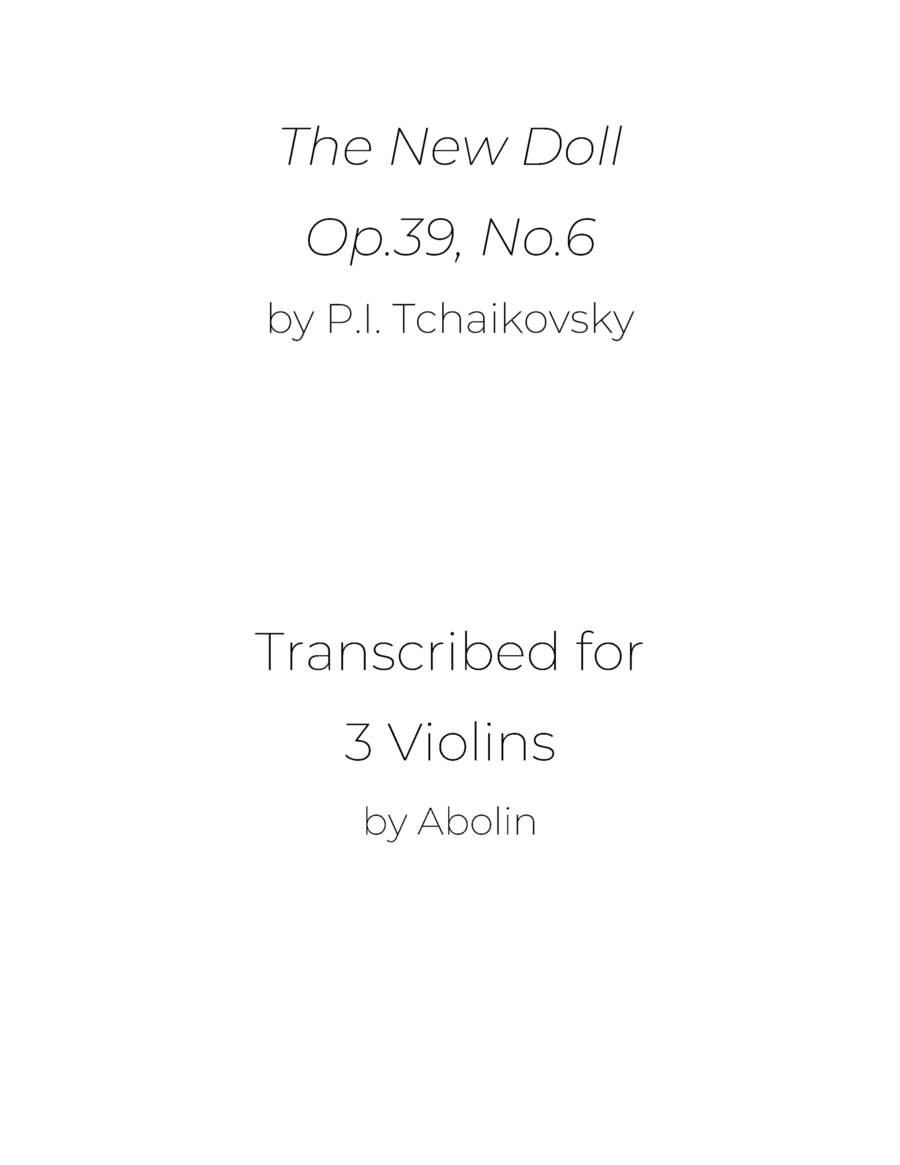 Tchaikovsky: The New Doll, Op.39, No.6 - Violin Trio String Trio scores gallery preview page 1