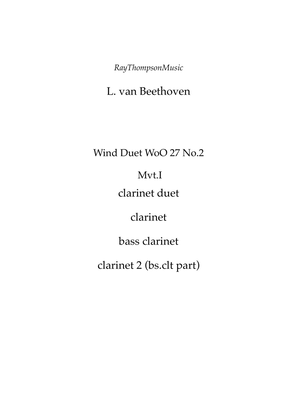 Book cover for Beethoven: Wind Duet WoO 27 No.2 Mvt.I Allegro affettuoso - clarinet duet