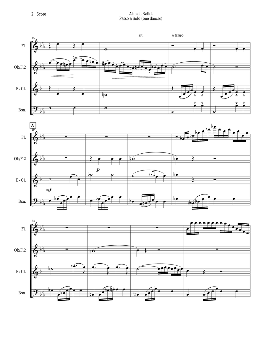 Verdi - Ballet Music for flexible woodwind quartet (Jerusalem, Act III - Passo a Solo) Woodwind Quartet scores gallery preview page 3