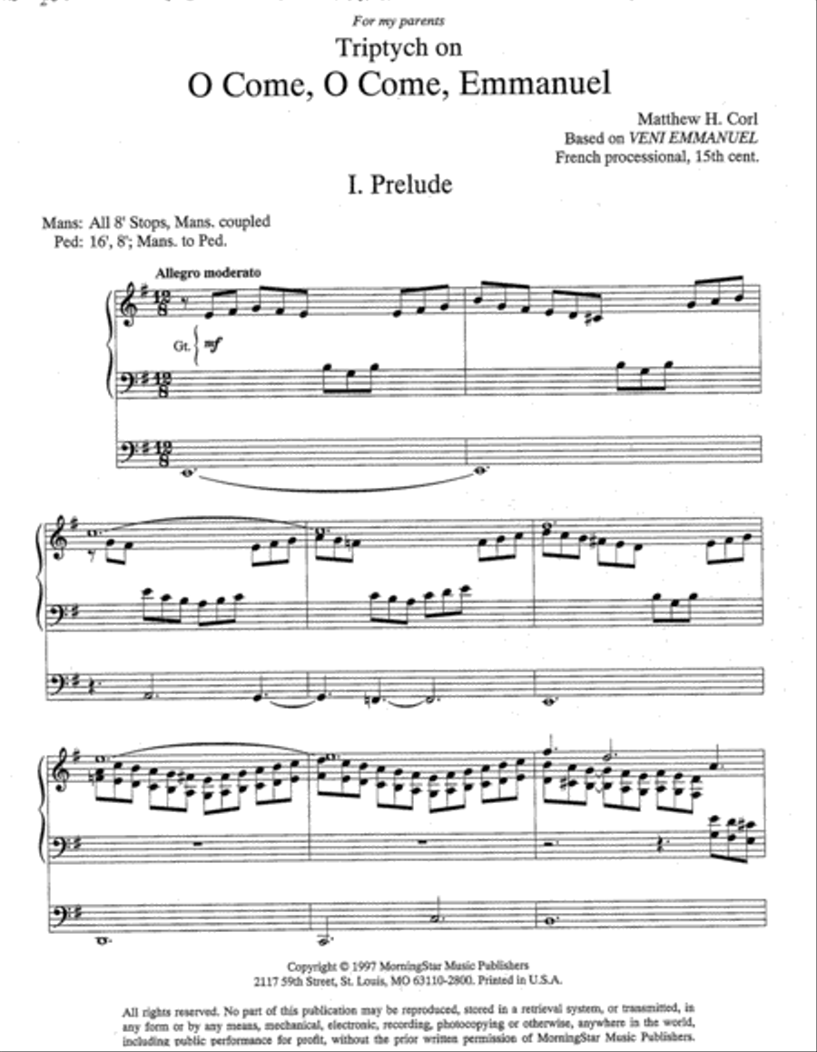 Triptych on O Come, O Come, Emmanuel Organ scores gallery preview page 2