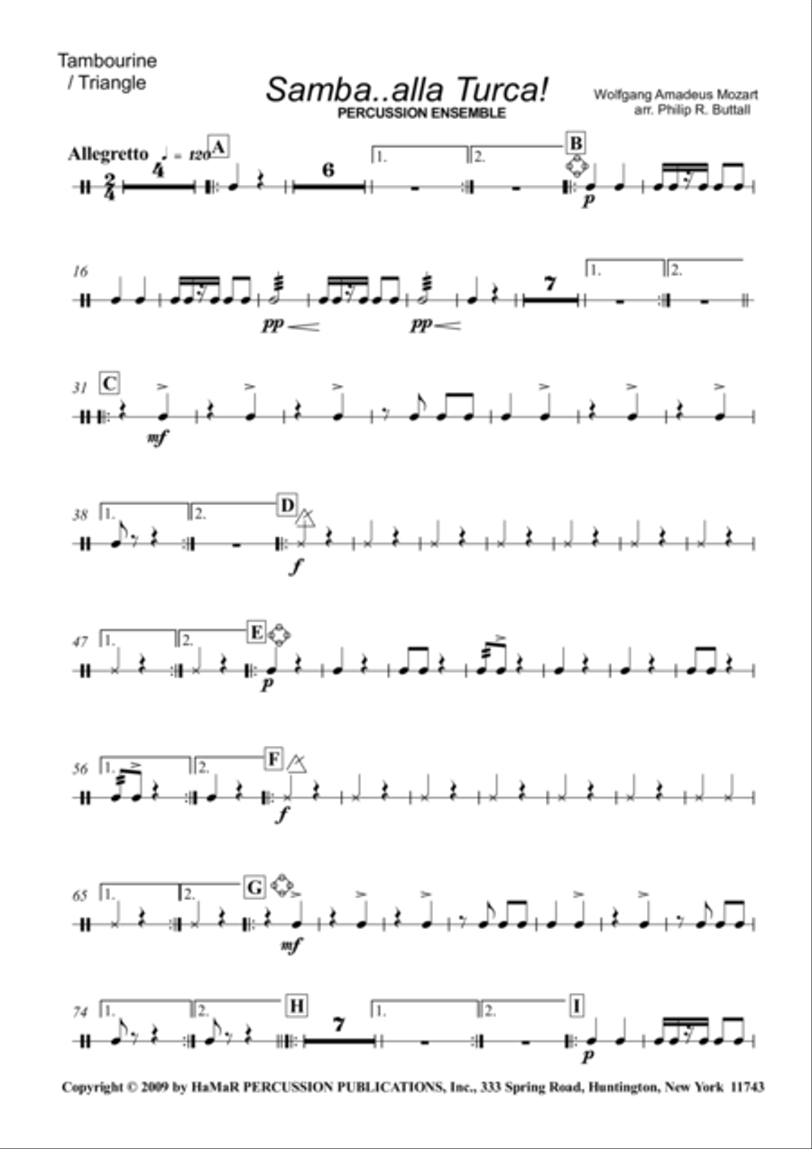 Samba. . .alla Turca! For Percussion Ensemble Percussion Ensemble scores gallery preview page 1
