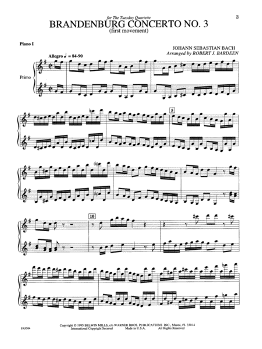 Brandenburg Concerto No. 3 (First Movement) Small Ensemble scores gallery preview page 3