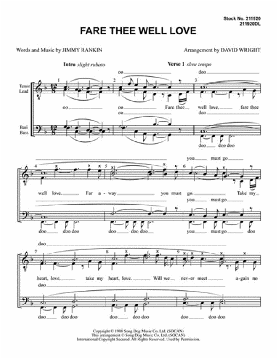 Fare Thee Well Love Fare Thee Well Love TTBB scores gallery preview page 2