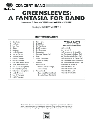 Greensleeves: A Fantasia for Band: Score