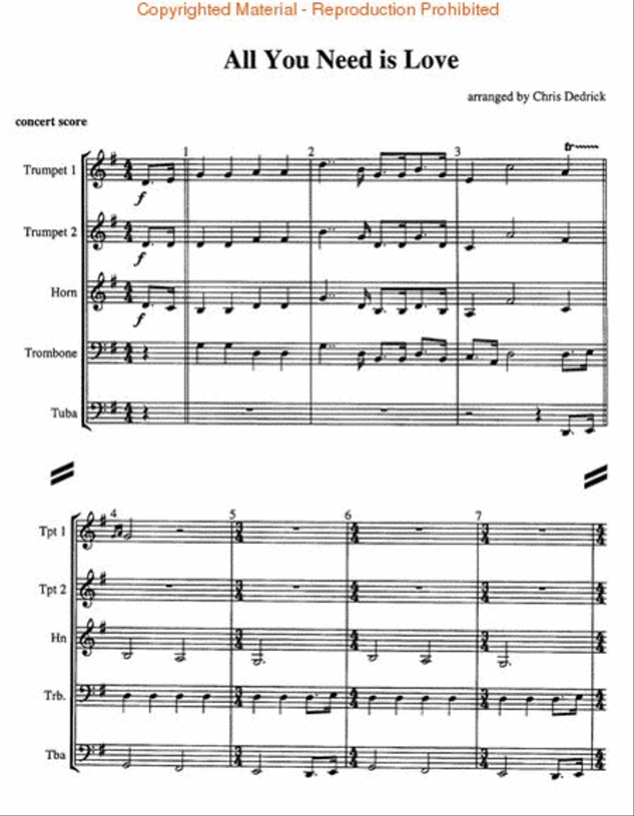 All You Need Is Love All You Need Is Love Brass Quintet scores gallery preview page 3