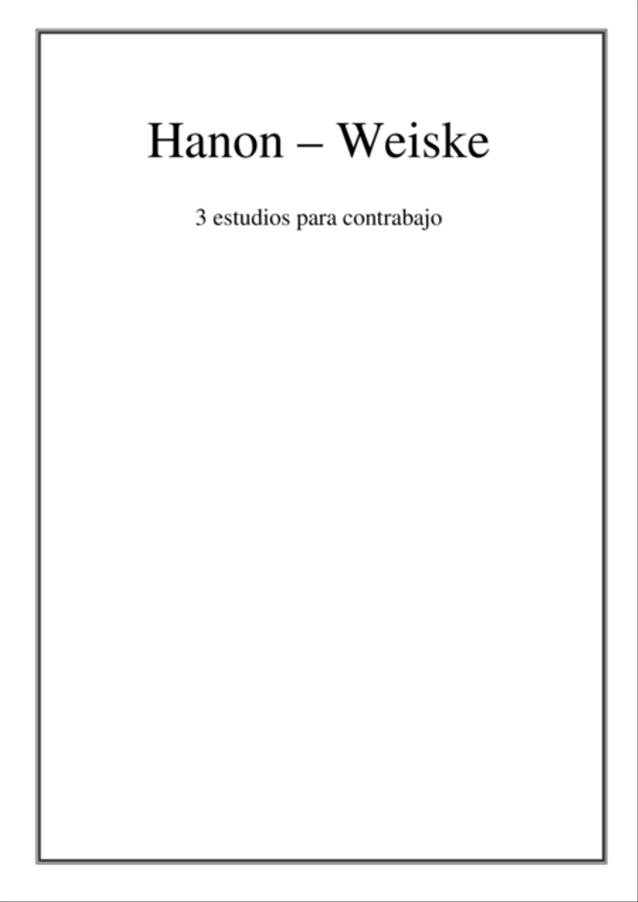 Hanon - Weiske, Tres Estudios para Contrabajo Double Bass scores gallery preview page 1