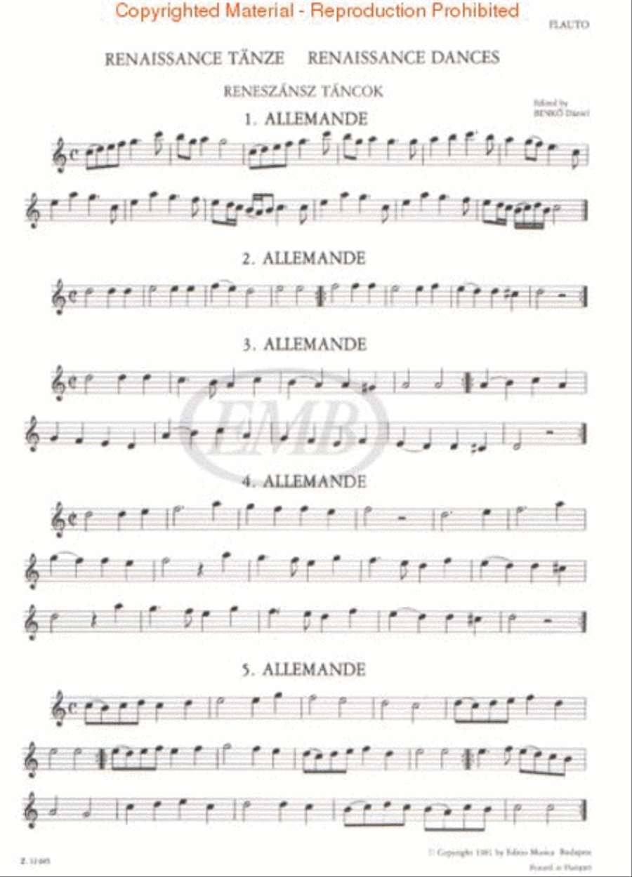 Renaissance Dances for Recorder (or Flute) and Guitar Flute scores gallery preview page 3