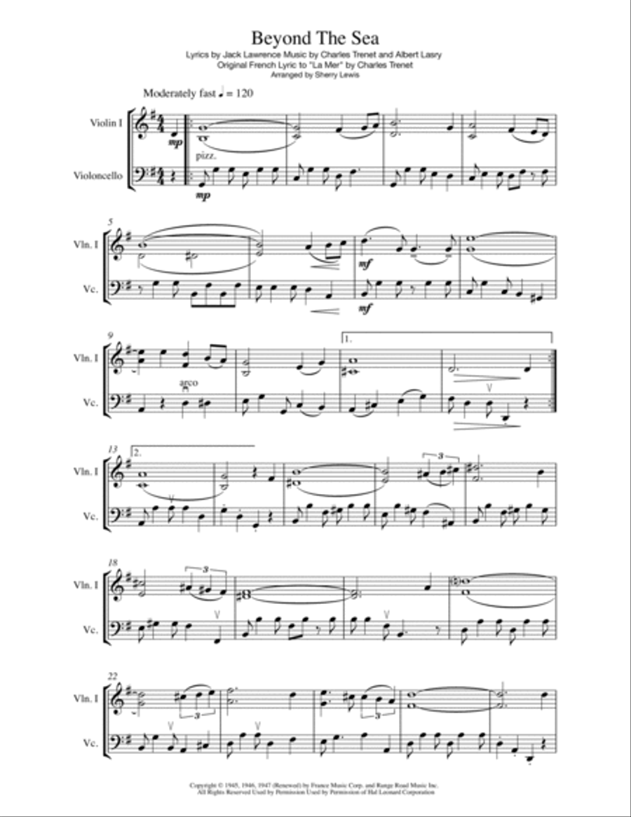 Beyond The Sea String Duet scores gallery preview page 4