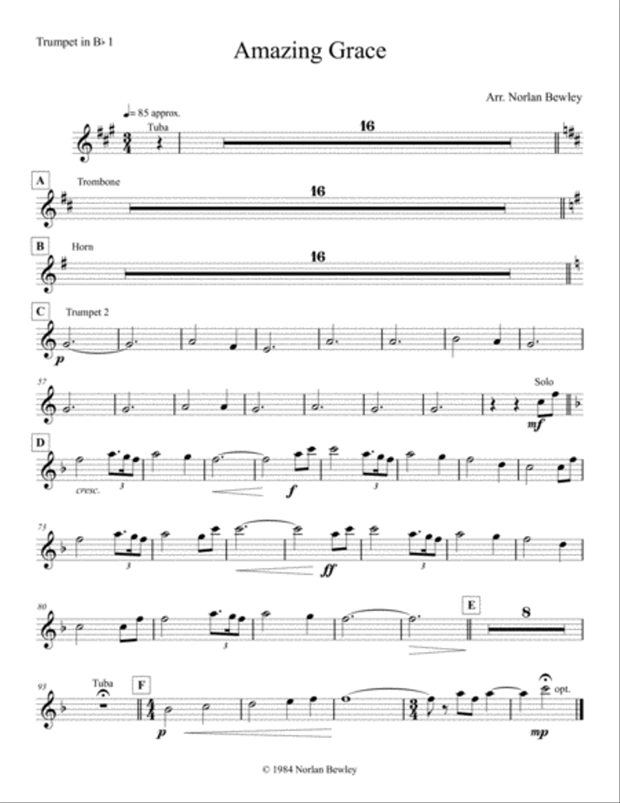 Amazing Grace - Brass Quintet image number null