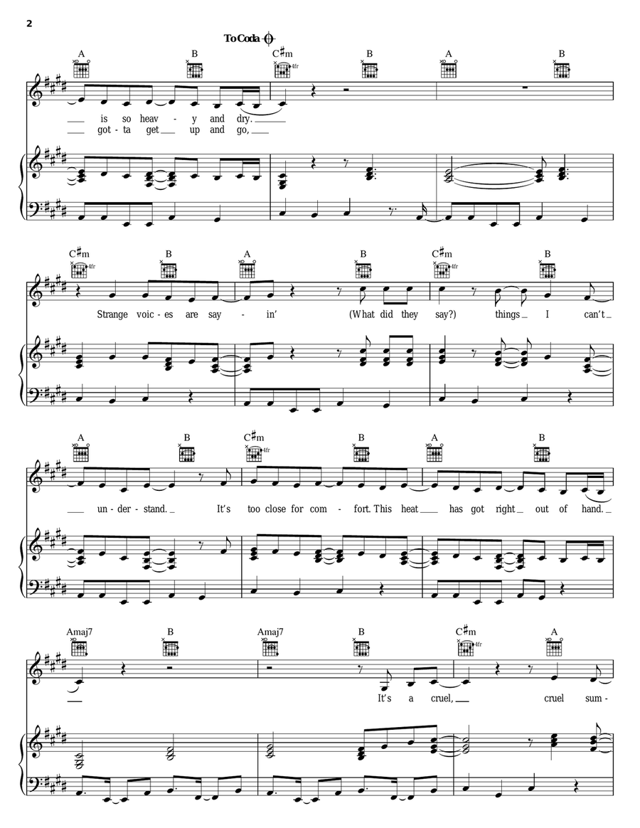 Cruel Summer Piano, Vocal, Guitar scores gallery preview page 2