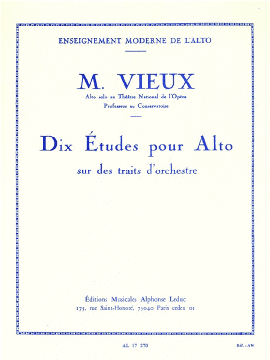 Dix Etudes pour Alto