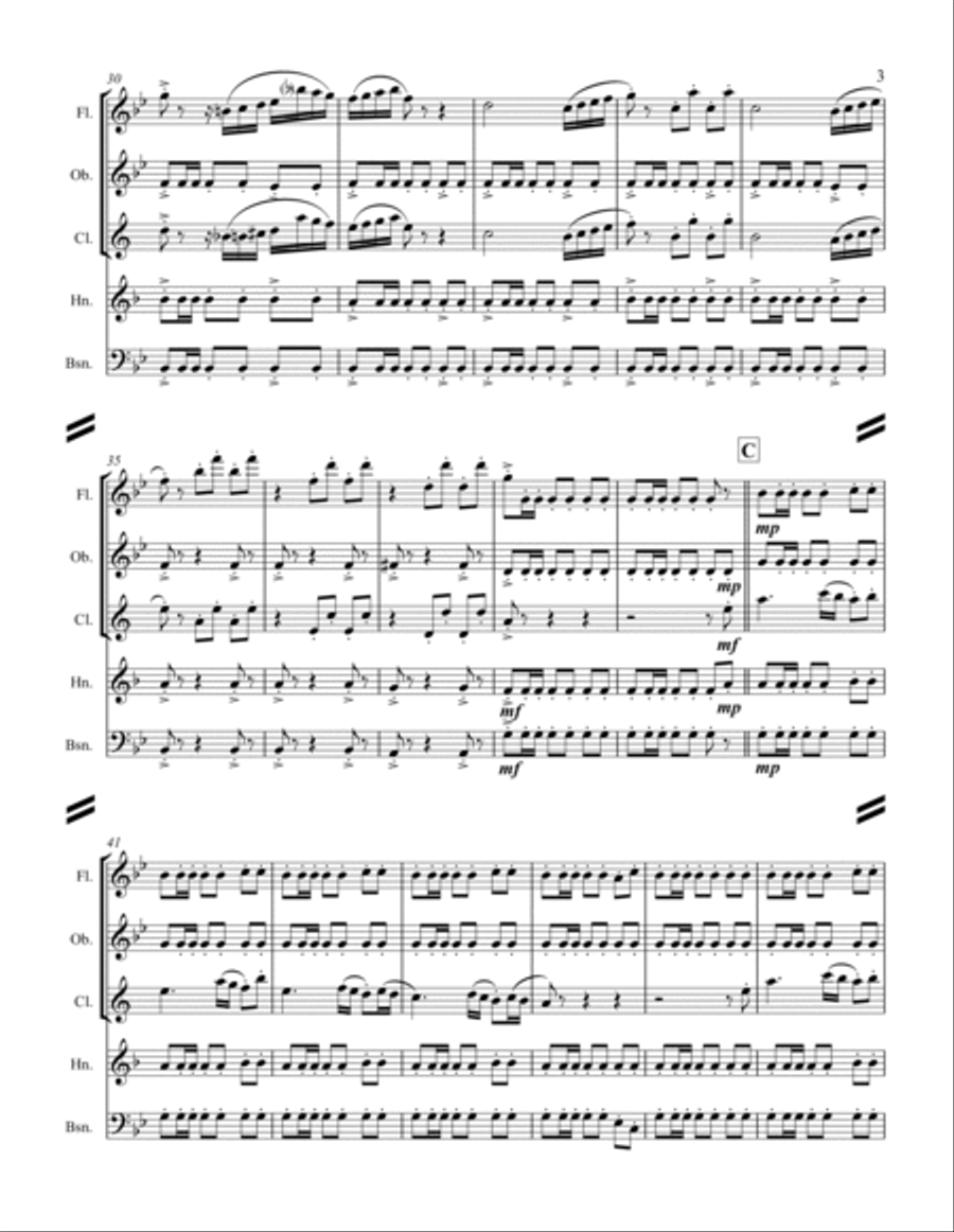 Tchaikovsky – Danse Espagnole (Spanish Dance) from Swan Lake (for Woodwind Quintet) Woodwind Quintet scores gallery preview page 4