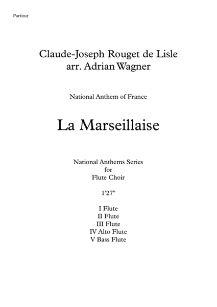 La Marseillaise (National Anthem of France) Flute Choir arr. Adrian Wagner image number null