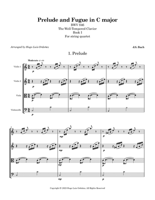 Prelude and Fugue in C major BWV 846 for String Quartet