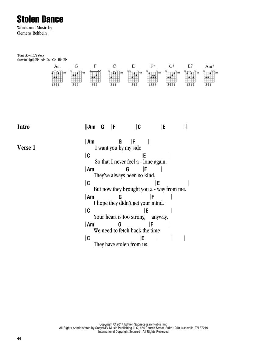 Stolen Dance Acoustic Guitar scores gallery preview page 1